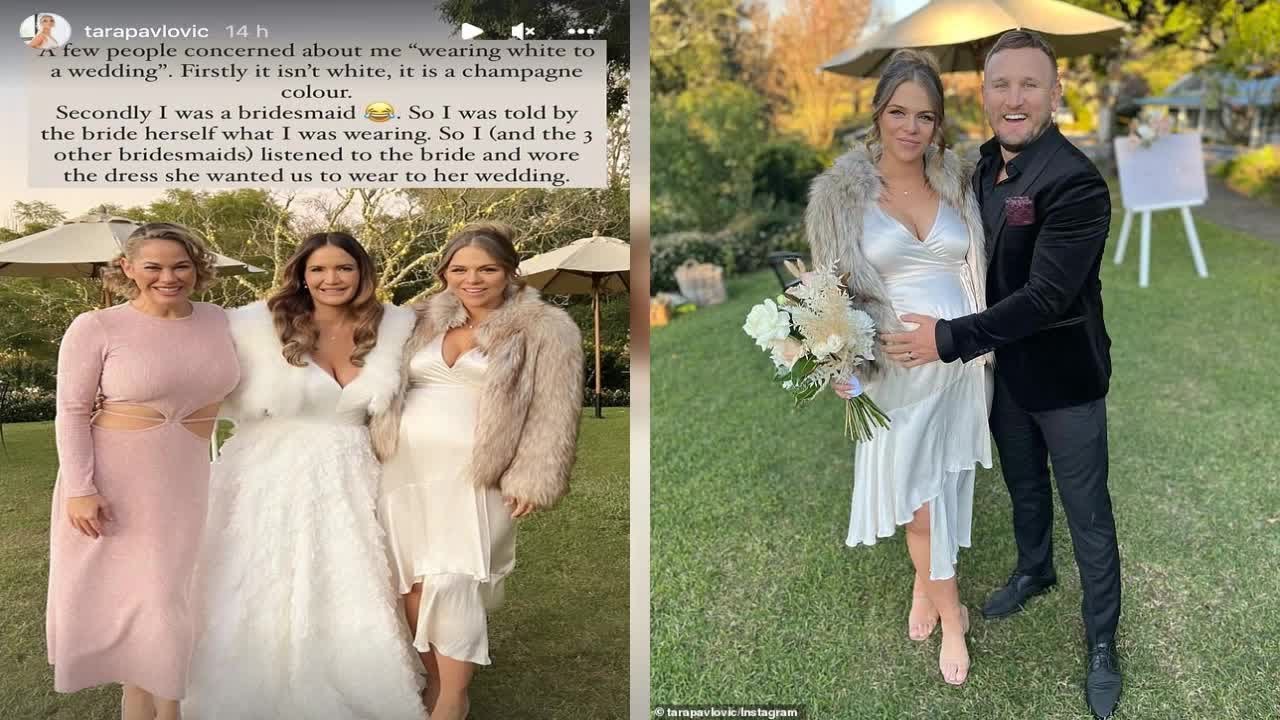 Pregnant Bachelor star Tara Pavlovic SLAMS critics who questioned why she wore white to best friend