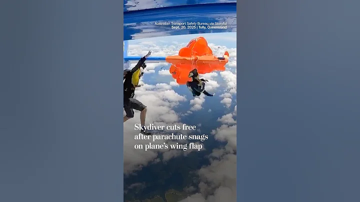 Skydiver cuts free after parachute snags on plane’s wing flap