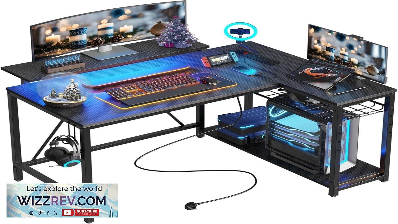 Bestier Small Gaming Desk with Power Outlets42 L Shaped LED Computer Desk Review