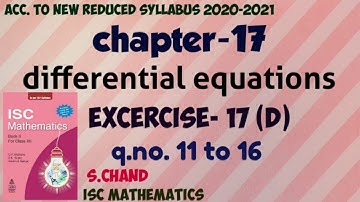 Differential equations Ex-17(d).2 | class12 | isc | s chand