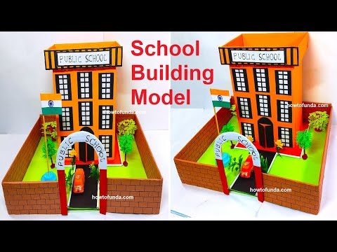 school building model making using cardboard and color paper - diy - simple and easy | howtofunda