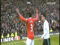 Patrice Evra celebrates in front of Luis Suarez - Manchester United & Liverpool FC