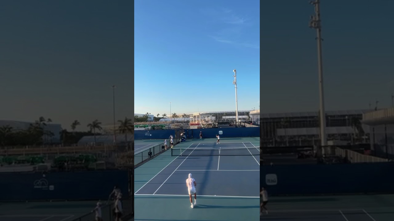Carlos Alcaraz vs Holger Rune in Miami Open practice - Alcaraz hitting the ball so hard! #atptour