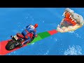 Spiderman ki Motorcycle aur Magarmach - Spider-man stunt Race vs crocodile attack