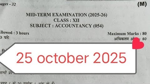 Class 12 accountancy mid term question paper 2025-26 morning shift/ account paper class 12th / cbse