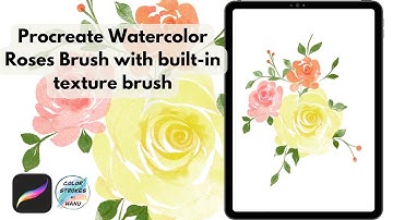 Botanical watercolor illustration in Procreate without texture layer. Floral Screen Recording.