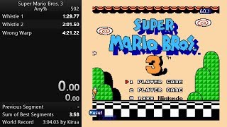 Super Mario Bros. 3: Any% Wrong Warp (NES) Speedrun [4:11]