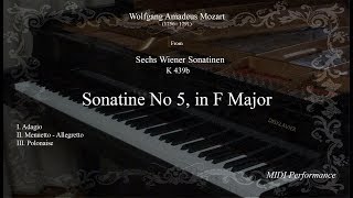 W.A. Mozart: Sonatina No 5 in F Major K 439b "Viennese ", for Piano (Complete)