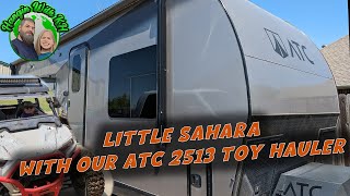 Little Sahara Sand Dunes in our ALUMINUM ATC PLA 700 2513 Toy Hauler RV and Polaris Trail S 1000 RZR