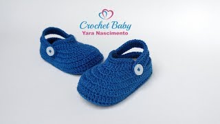 Crocs GUILHERME de crochê - Tamanho 09 cm - Crochet Baby Yara Nascimento