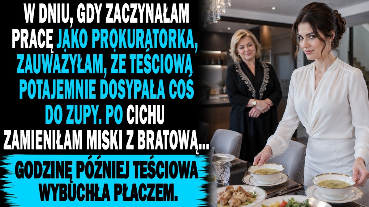 Tamtego ranka, gdy miałam egzamin na prokuratora, teściowa po raz pierwszy w życiu postawiła przede mną osobną miskę zupy. Przez pięć lat jadłam resztki na stojąco, w rogu kuchni. „Moja synowa ma...