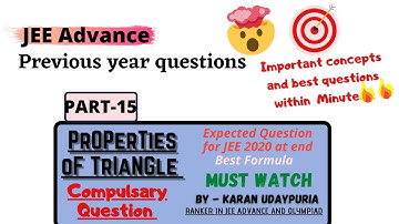 Properties of Triangle Best Formulas | JEE ADV 2018 P1(In triangle PQR, let angle PQR=30 & sides...)