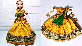 Tamil Nadu Style Half saree In Barbie doll | doll half saree making | south Indian Half saree doll