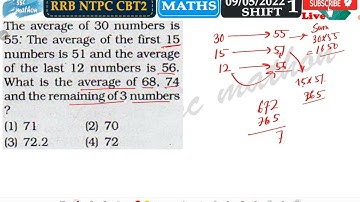 The average of 30 numbers is 55 the average of the first 15 numbers is 51 and the average of the