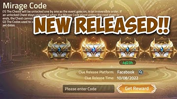 NEW RELEASE CODE 😎😎 - Mirage Code | Mobile Legends: Adventure