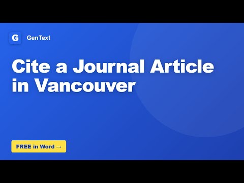 How to Cite a Journal Article in Vancouver
