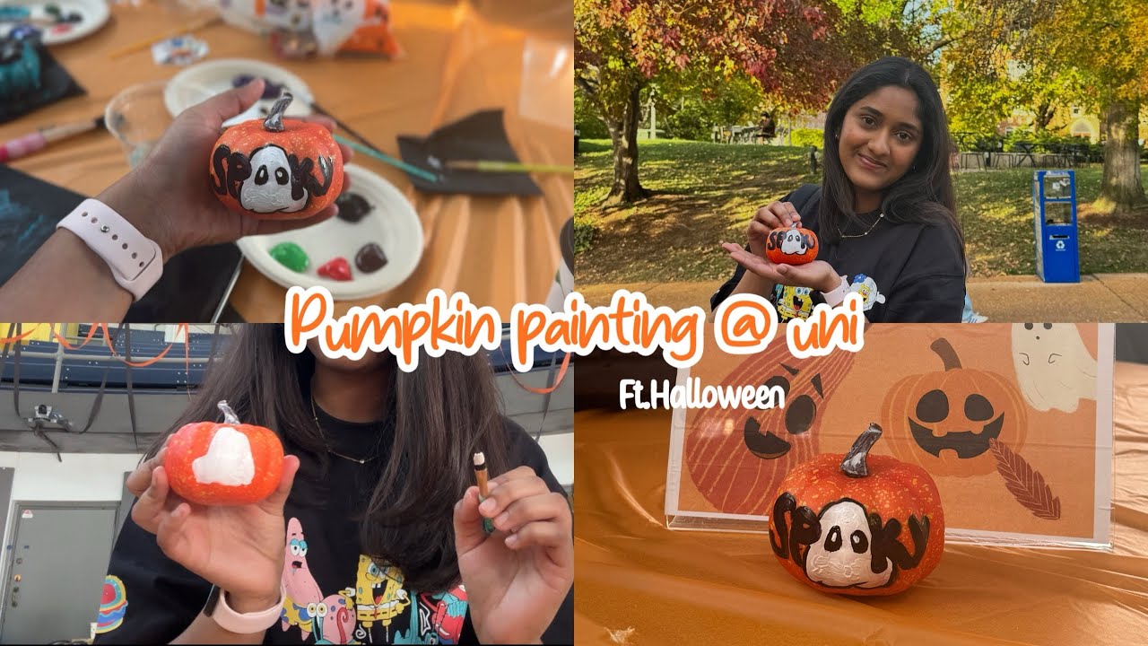 Halloween special @uni| Pumpkin painting 🎃|VIBEWITHALEXAA|