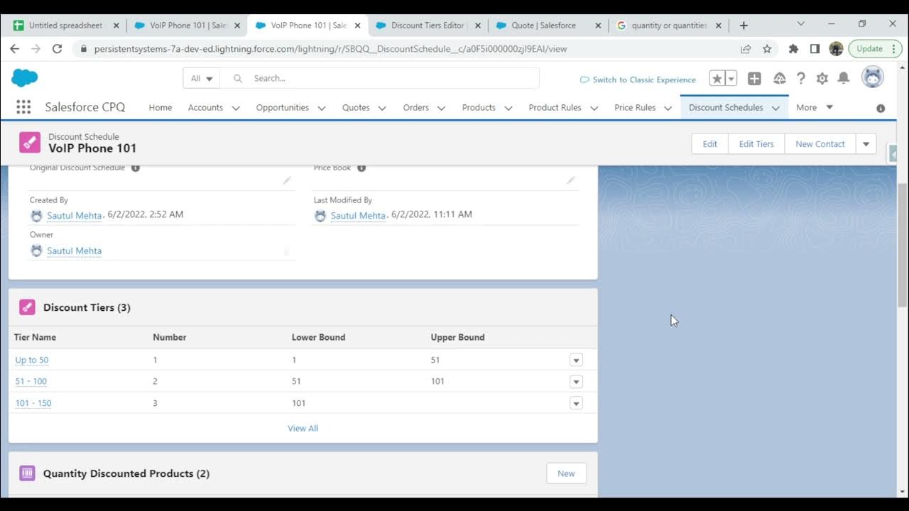 Volume tier based price using discount schedule in salesforce CPQ YouTube