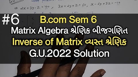 #6 Inverse of Matrix વ્યસ્ત શ્રેણિક | G.U 2022 | Practical Solution | B.com Sem 6 | Statistics