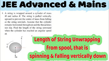 27) ROTATIONAL DYNAMICS| string is wrapped around a cylinder of mass M and radius R. The string is