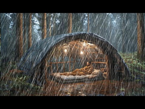 CAMPING ALONE IN THE HEAVY RAIN TRAPPED CAMPING DURING HEAVY RAIN STORM