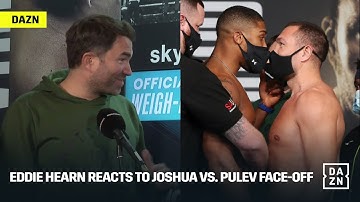 Eddie Hearn Hilariously Reacts To INTENSE Anthony Joshua vs. Kubrat Pulev Weigh-In