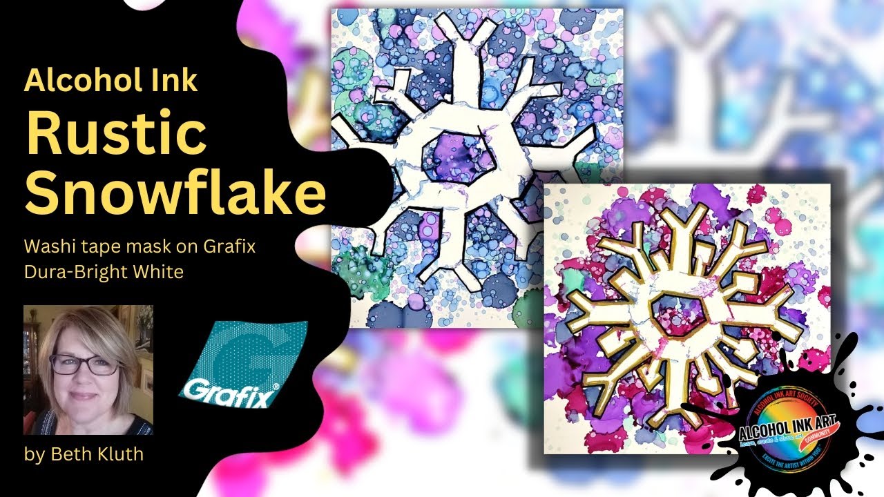 Rustic Snowflakes with Alcohol Ink and Washi Tape on Grafix - YouTube