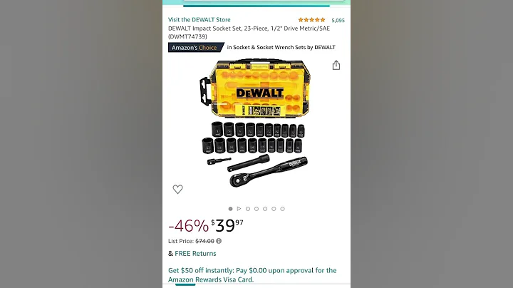 46 % off DEWALT Impact Socket Set, 23-Piece, 1/2" Drive Metric/SAE (DWMT74739)