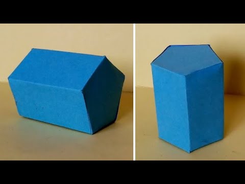 صنع مجسم موشور قائم خماسي بالورق المقوى افراد المنشور الخماسي