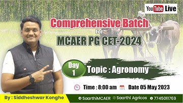 Comprehensive Batch for MCAER PG CET 2024 || Topic - Agronomy || Day 1