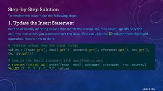 Solving the Sqlite3 Table Users Error: "Table has 7 columns but 6 values were supplied"
