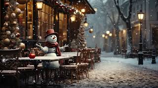 Sweet Christmas Jazz Music with Snow Falling at Night  Christmas Coffee Shop Ambience & Night Jazz