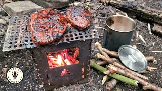 Bushbox XL: flamed cooked BBQ steaks- Bushbox essentials xl