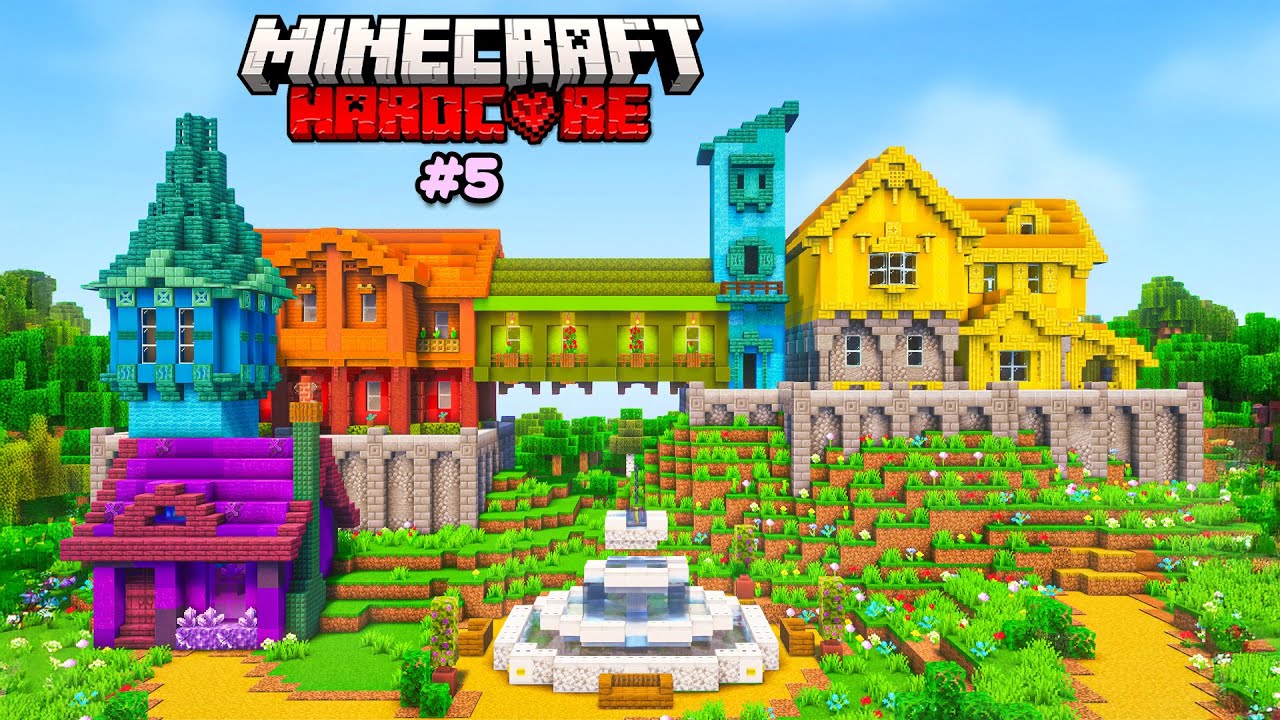 I Built A Colorful Village in My Minecraft Forever World - YouTube