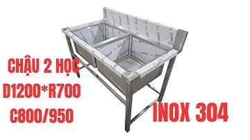CHẬU RỬA 2 HỌC INOX 304 - GIA CÔNG INOX