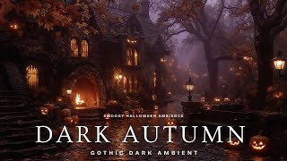 Smoogy in the Haunted Autumn Courtyard | Dark Academia Halloween Ambience with Rainfall, Firelight