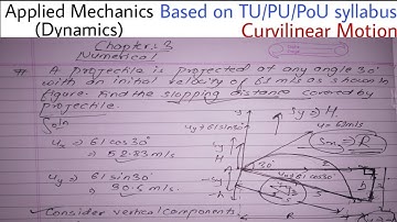 Numerical From Projectile Motion | Slopping distance, Range, Time of flight | Applied Mechanics |
