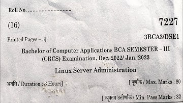 BCA | LINUX SERVER ADMINISTRATION  | 3RD SEMESTER | MCU | QUESTION PAPER | 2023