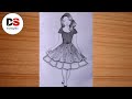 How to draw a girl with beautiful dress ||Easy drawing|| Simple drawing