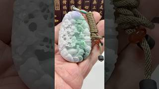 天然翡翠A貨—招財山水厚庄雙面雕工掛件商品編號062101