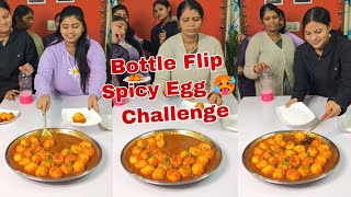 Bottle Flip Challenge | Lots Of Spicy Egg Masala Curry With Rice Challenge | Food Challenge