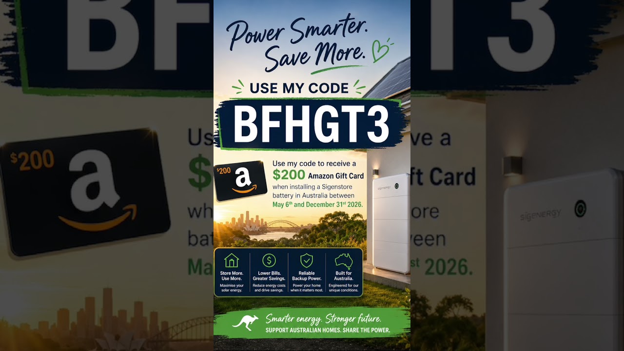 $200 Amazing Gift card by using this code when installing Sigenstor Sigenergy battery in Australia