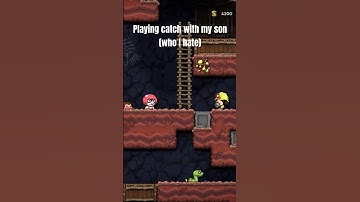 Playing catch with my son (who I hate) in Spelunky 2