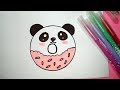 How to draw a cute panda donut  easy drawing step by step