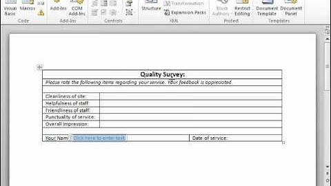 Word 2010 Tutorial Creating a Form Microsoft Training Lesson 21.3