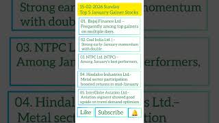 Top 5 Gainer Stocks in January month #bseindia #binnance #nseindia #stockmarket #nifty250 #bitcoin