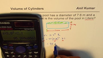 Calculate Volume of Cylindrical Pool in Meter cube and Liters