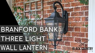 Branford Bank Large Black Three Light Ornate Wall Lantern