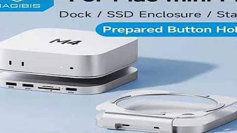 Hagibis USB C Hub with M.2 SSD Enclosure for Mac Mini M4/M4 Pro Stand Type-C Docking Stati
