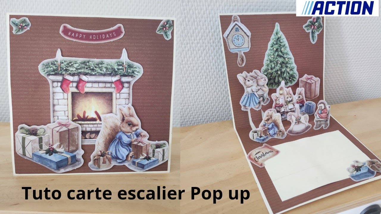Tuto carte escalier Pop up #noel #action #scrap #scrapbooking #popup